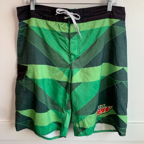Mountain Dew Green Abstract Board Shorts - Picture 1 of 7